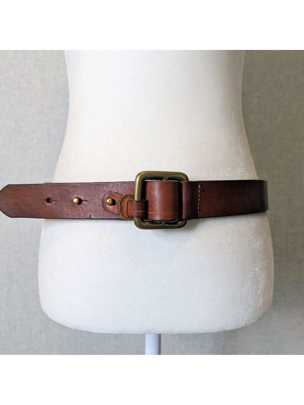 Vintage y2k Abercrombie leather foldover brass buckle belt - Size L